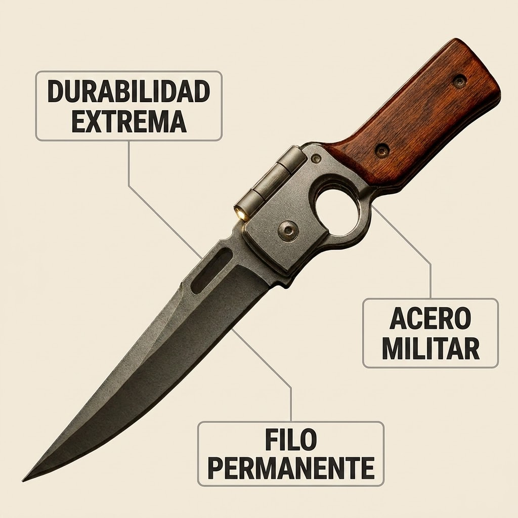 Cuchillo Táctico Camping con Luz Led