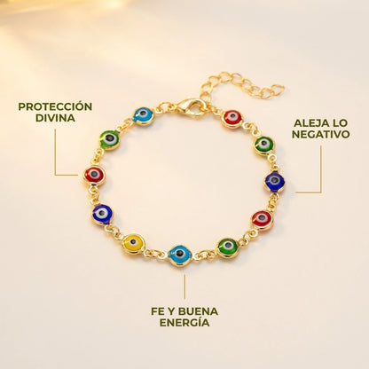 Pulsera Ojo Turco Bañado en Oro - Buena Energía y Protección.