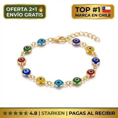 Pulsera Ojo Turco Bañado en Oro - Buena Energía y Protección.