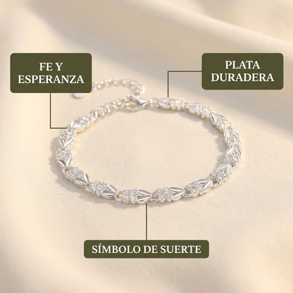 Pulsera Trébol de la Suerte de Plata 925