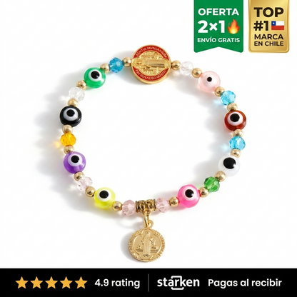 Pulsera San Benito + Ojo Turco – Protección Doble