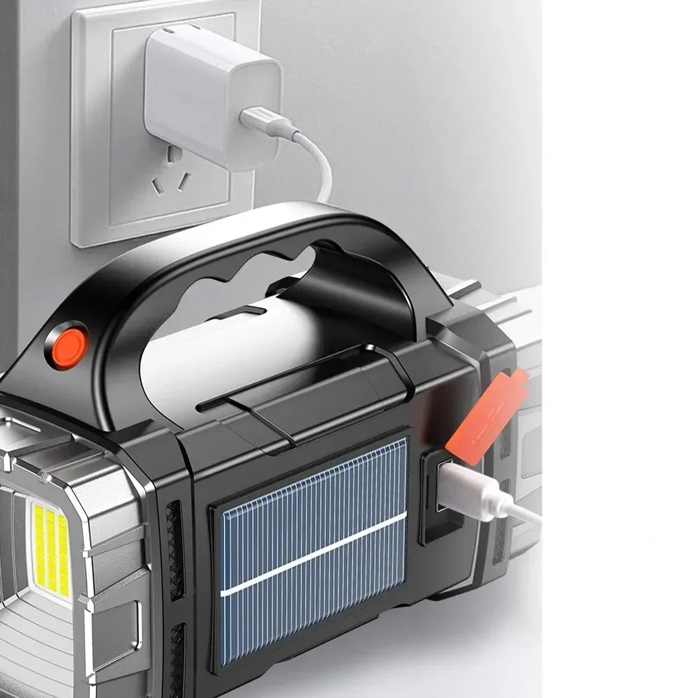 Linterna Multifuncional Profesional Solar (Batería Solar + Cargador Celular)