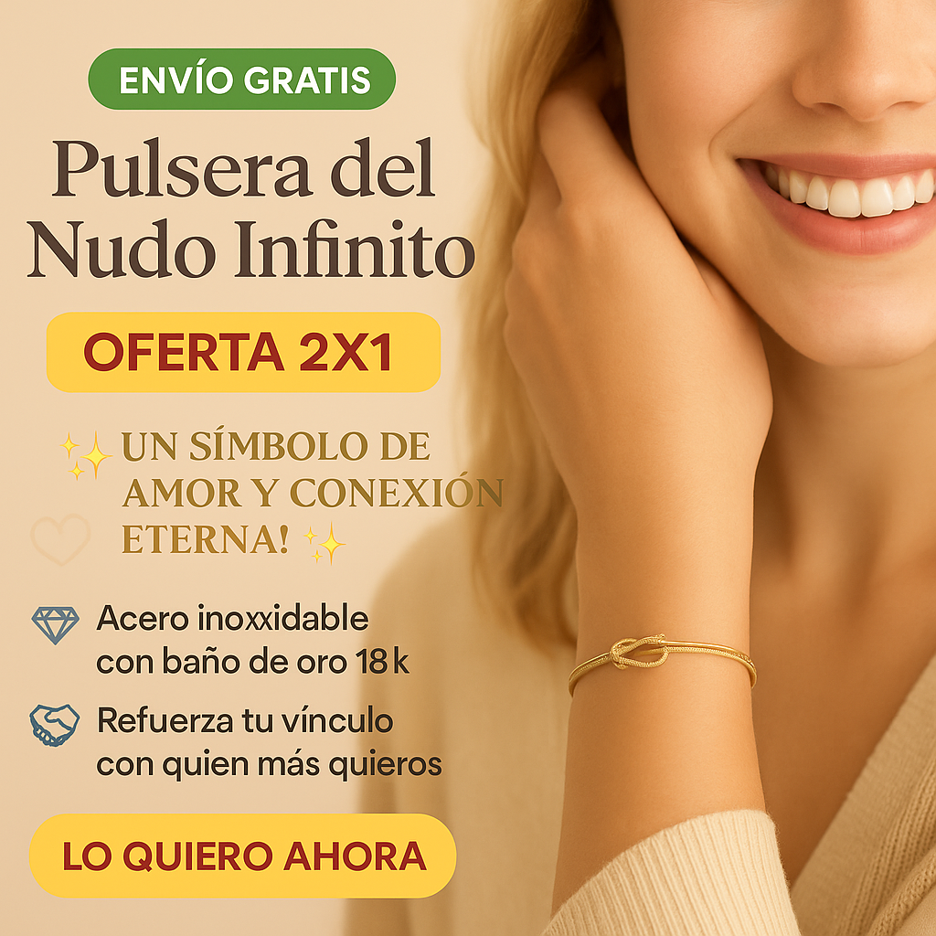 Pulsera Nudo Infinito Bañada en Oro 18K (2x1)