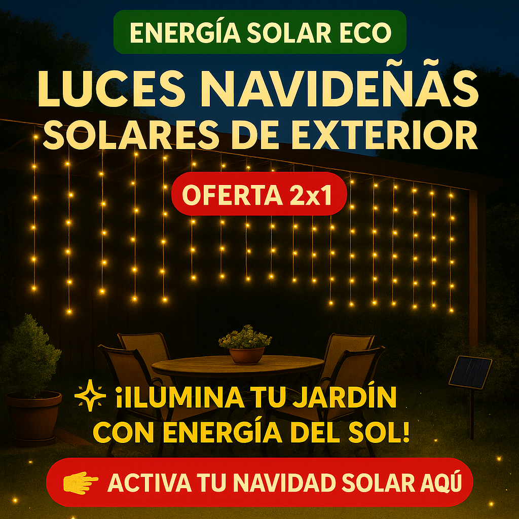 Luces de Cortina Blanca Navideñas Solar (3x1 metros) Oferta 2x1