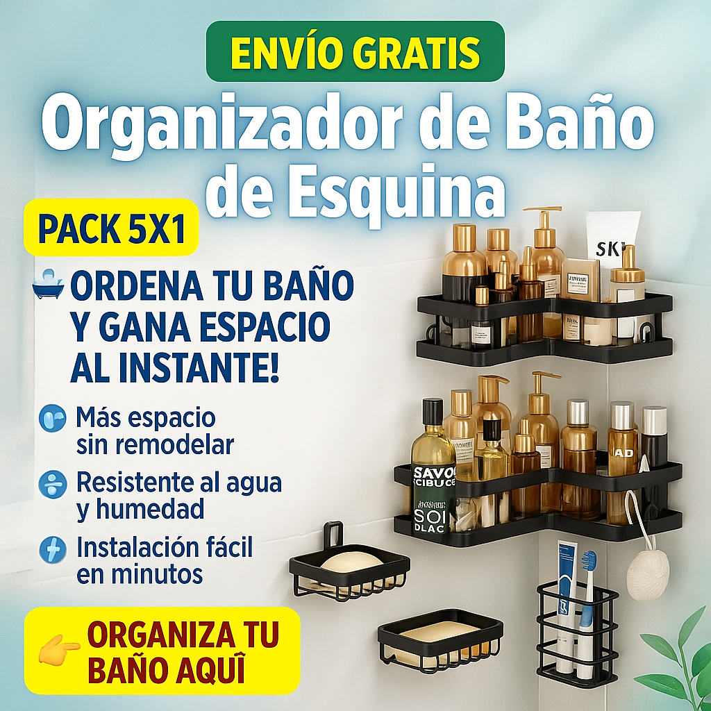 Organizador de Baño 5 Piezas – Gana Espacio al Instante