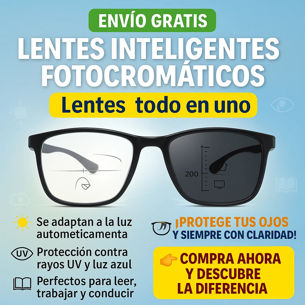 Lentes Multifocales Negros - Un Solo Marco para Leer, Sol y Pantalla