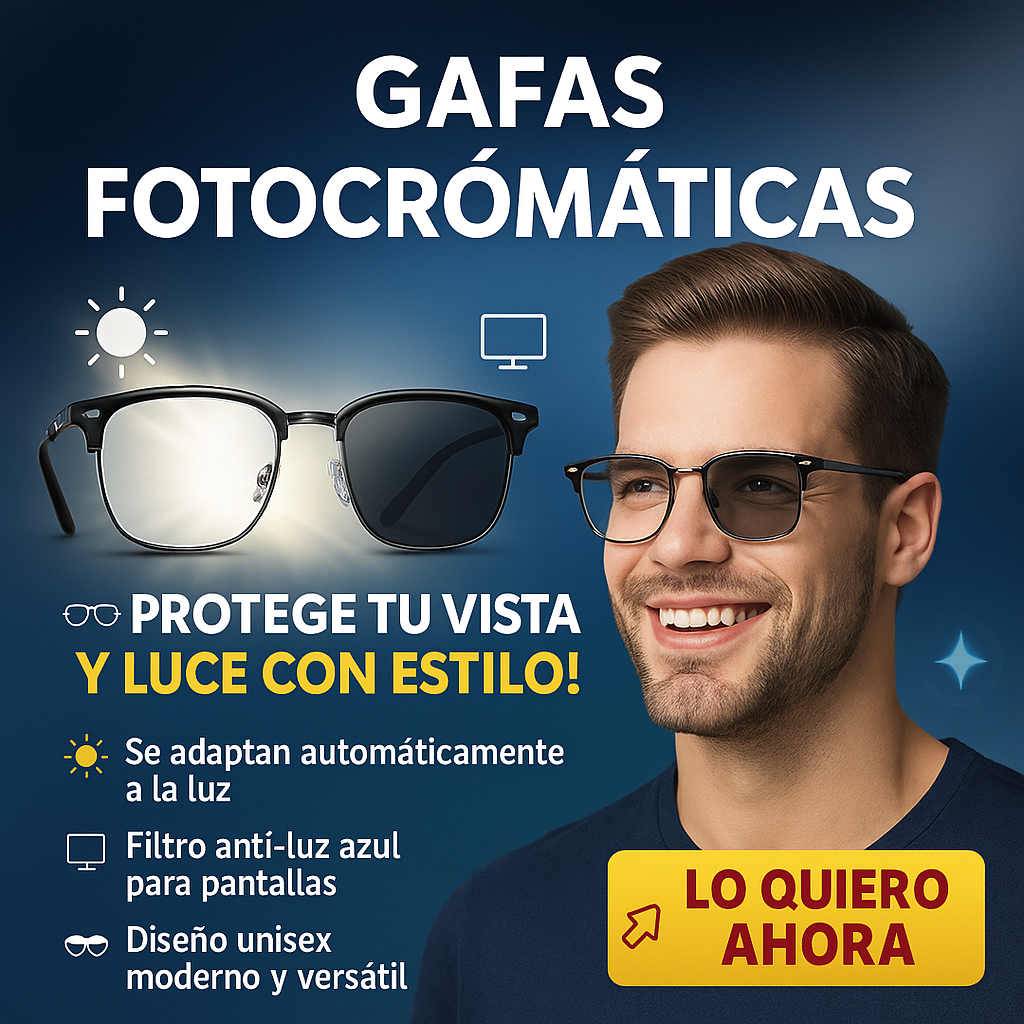 Gafas Fotocromáticas Filtro Luz Azul y Protección UV