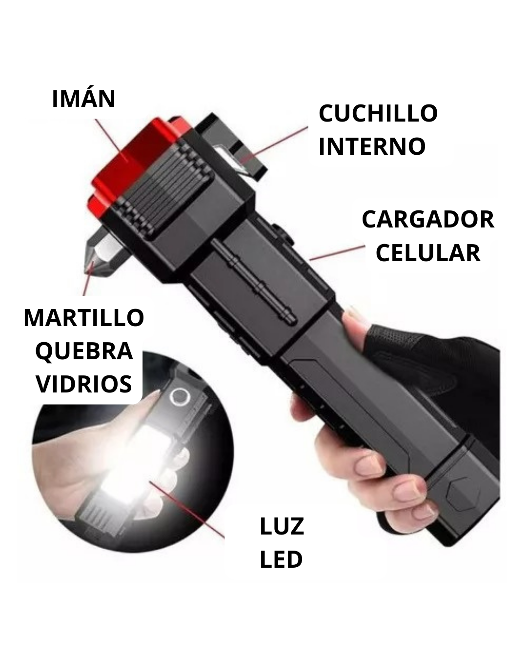 2X1 Linterna 4 en 1 Táctica Multifuncional (COMPRA 1 LLEVA OTRA GRATIS)