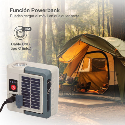 Linterna Led Solar Portátil (Carga Celulares)