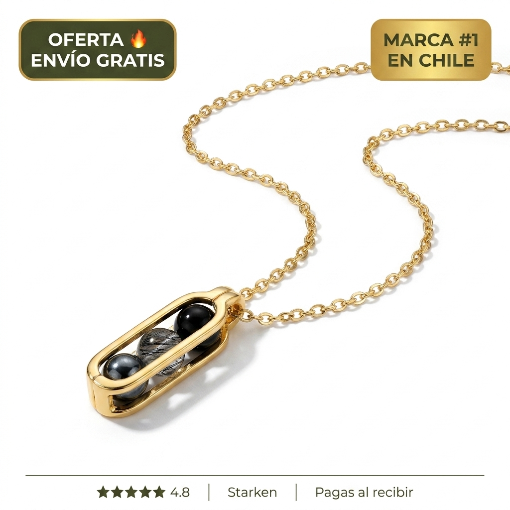 Collar De Protección – Ónix, Cuarzo Negro Y Hematita | Chapado Oro 18k